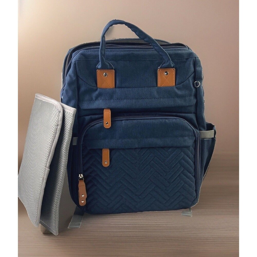 Kabaqoo Diaper Bag Blue Backpack, Multiple Large Unisex Baby Bags